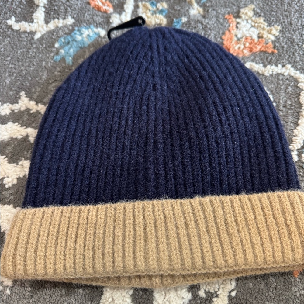NWT Joseph‎ Abboud Knit Beanie Blue Tan